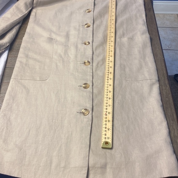 Women’s MAVEN STORE  tan khaki long sleeve lined linen blend trench coat jacket - Picture 8 of 9